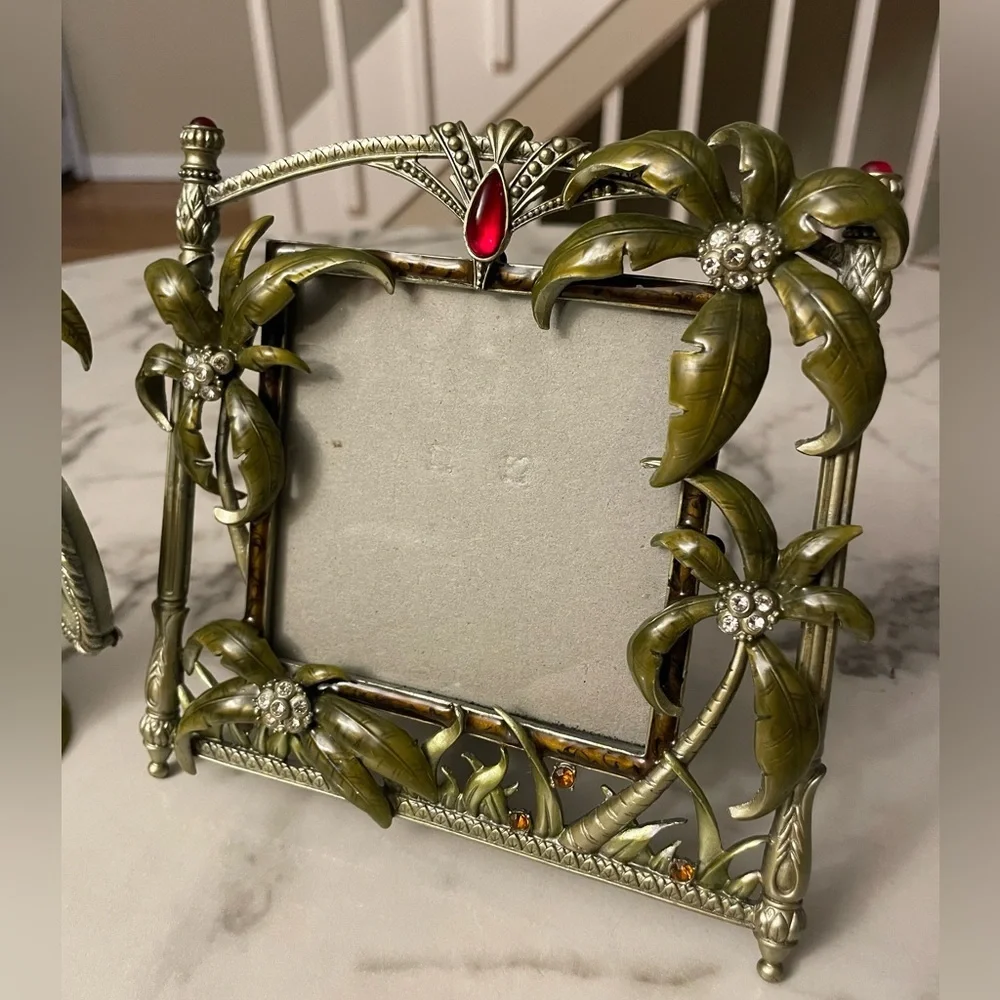 VTG Decorative Palm Tree Photo Frame Set - Green and Gold